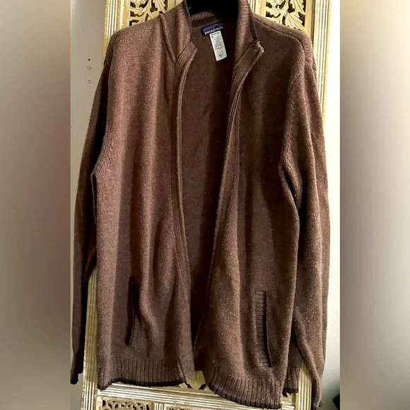 Patagonia XLarge Mainstay Sweater Zip Cardigan Lambswool Wool Blend Brown Mens - Picture 2 of 4